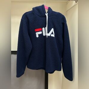 Fila Navy Sherpa Hoodie. Women’s XXL